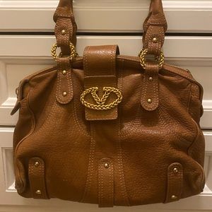 Valentino Garavani Cognac Leather Handbag Front V